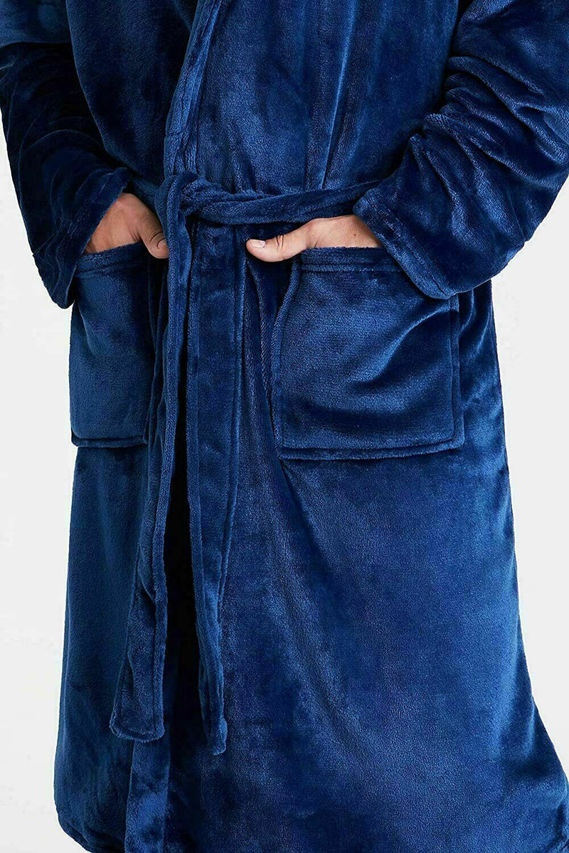 Mens Dressing Gown Super Soft, Mens Fleece Robe with Hood - Get Trend