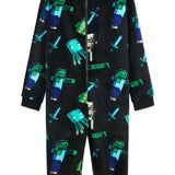 Minecraft Onesie for Boys, Kids Pyjamas, Soft Hooded Gaming Sleepsuit Sleepwear - Get Trend