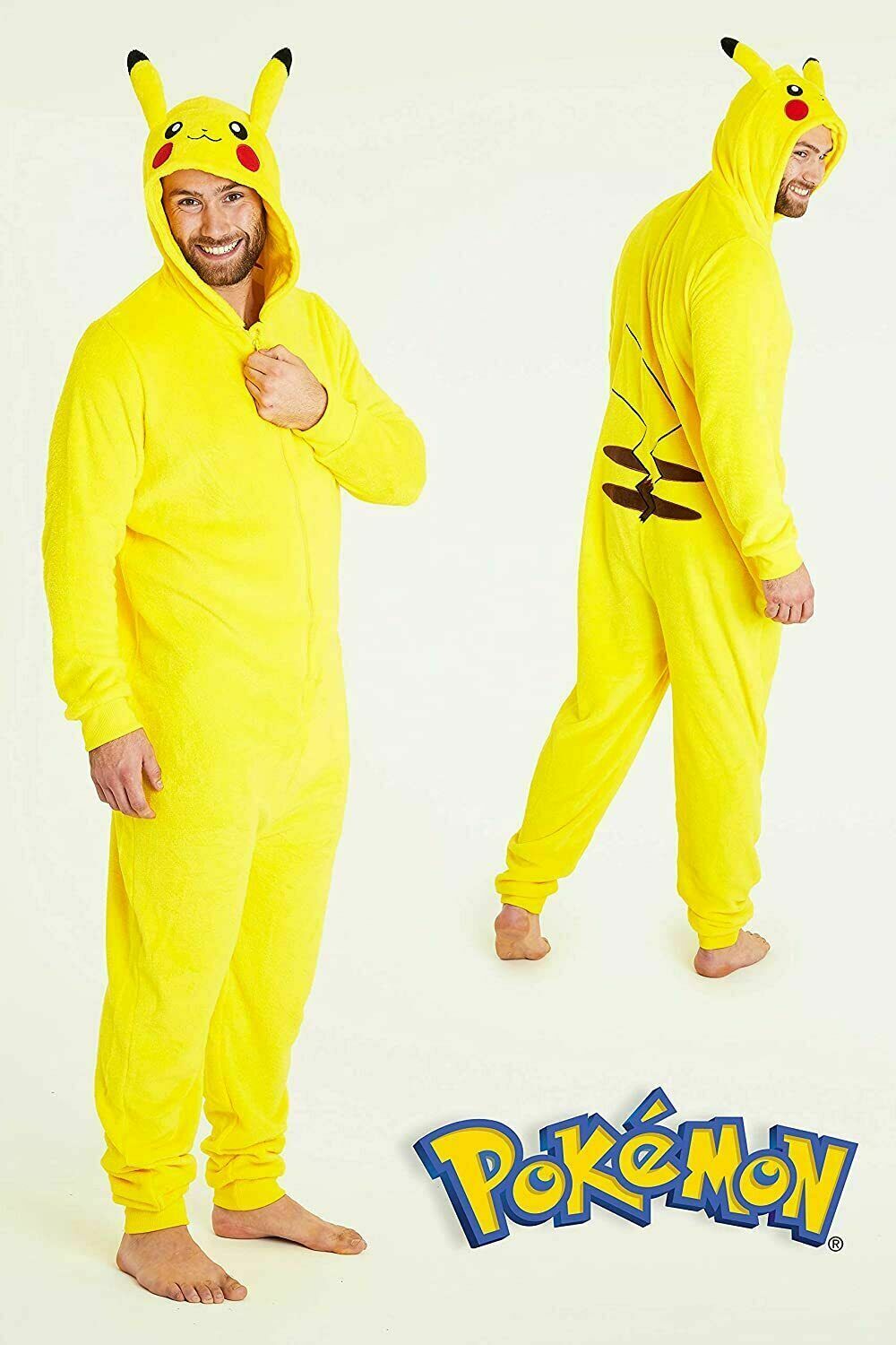 Pokemon Pikachu Onesie Halloween Costumes Fleece Adult Onesie - Get Trend