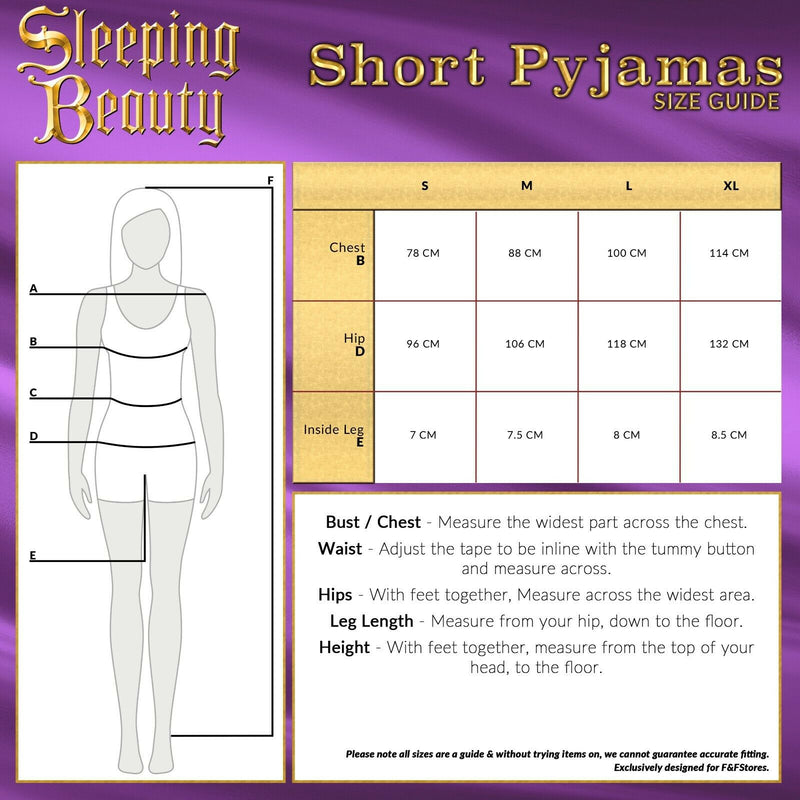 Disney Ladies Pyjamas Set, Cami Top & Sleep Shorts Sleeping Beauty Women PJs - Get Trend
