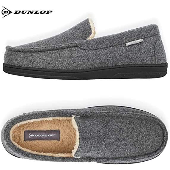 Dunlop Moccasins Loafers Faux Sheepskin Slippers with Rubber Sole for Men Moccasins Dunlop £18.49