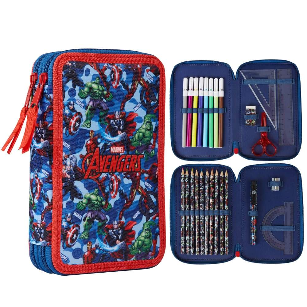 Marvel Large Filled Pencil Cases with Avengers Stationary Supplies for Boys  - Avengers - Pencil Case 
