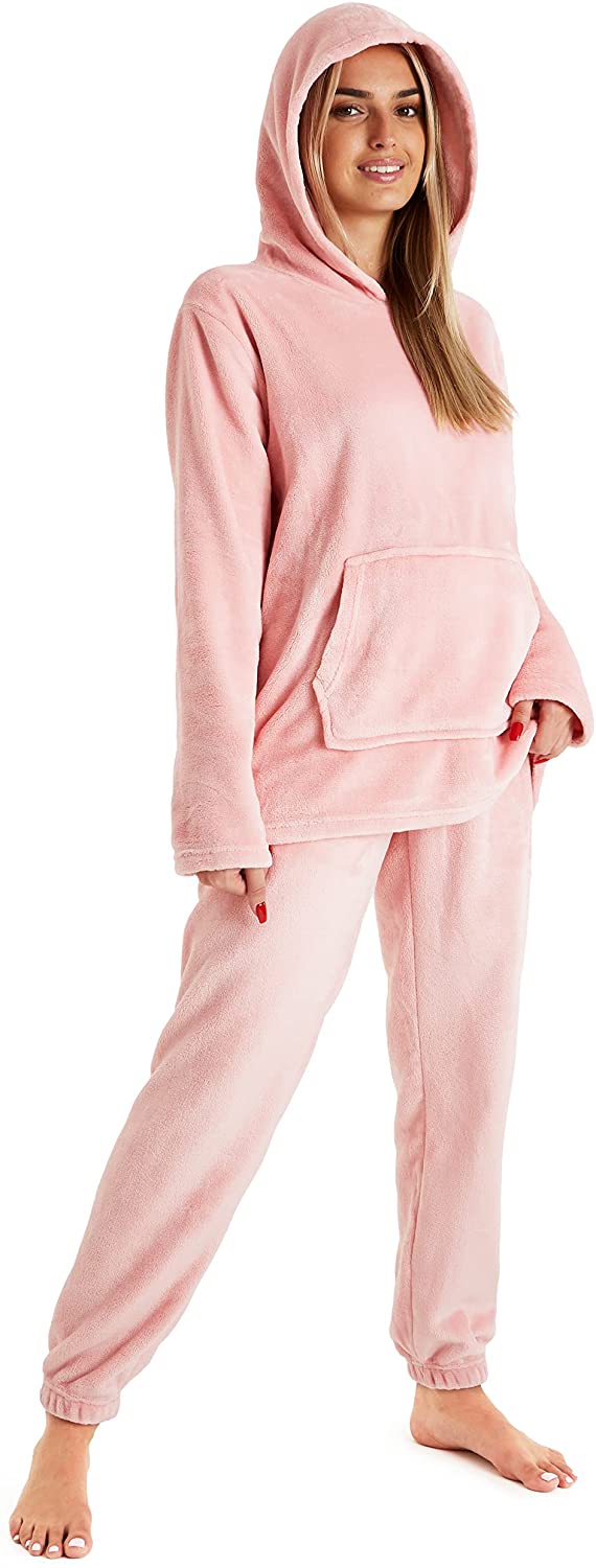 CityComfort Womens Pyjamas, Warm Fleece Hooded Pyjamas for Women Sets