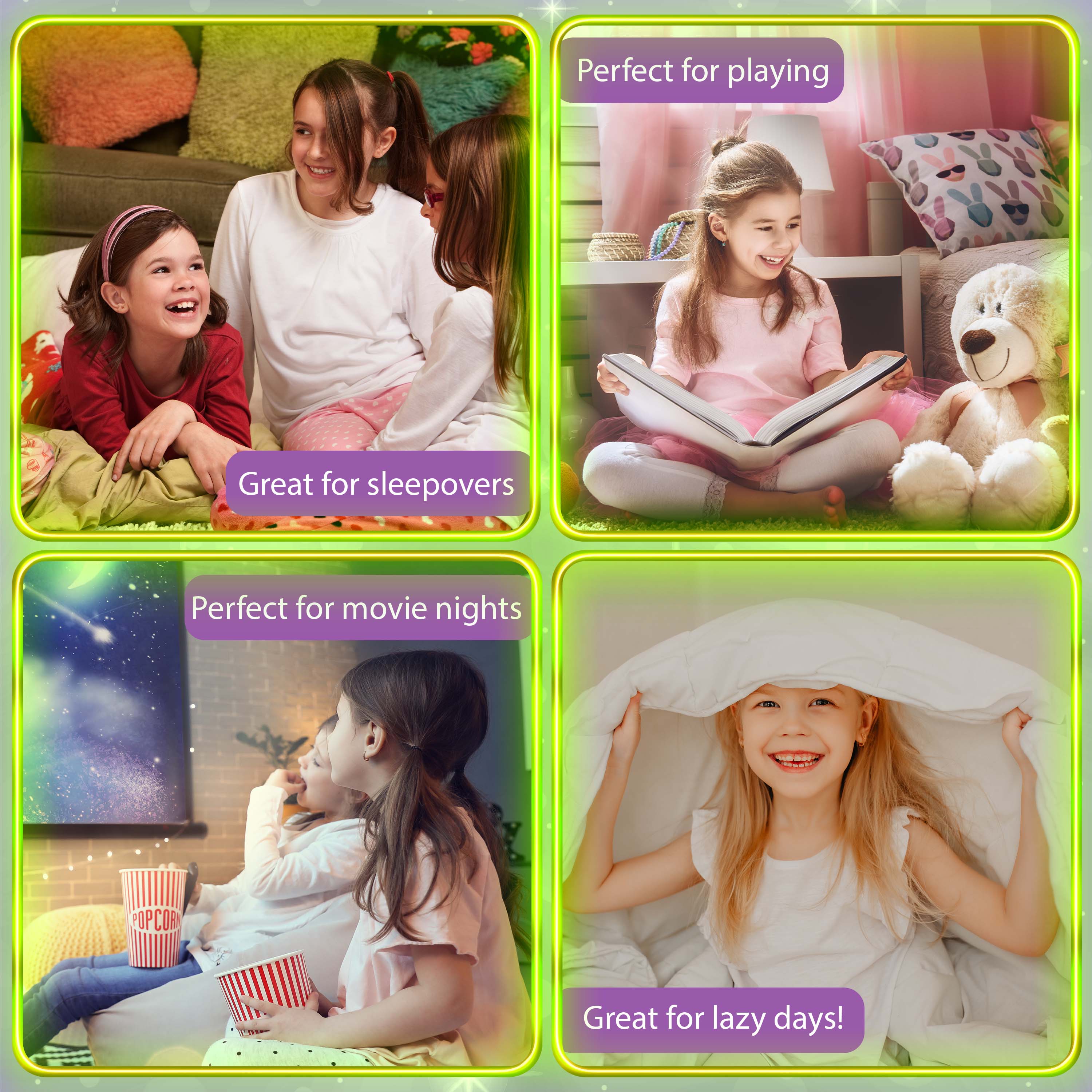 CityComfort Glow in The Dark Onesie Kids Onesies for Girls Rainbow Unicorn Pyjamas - Get Trend