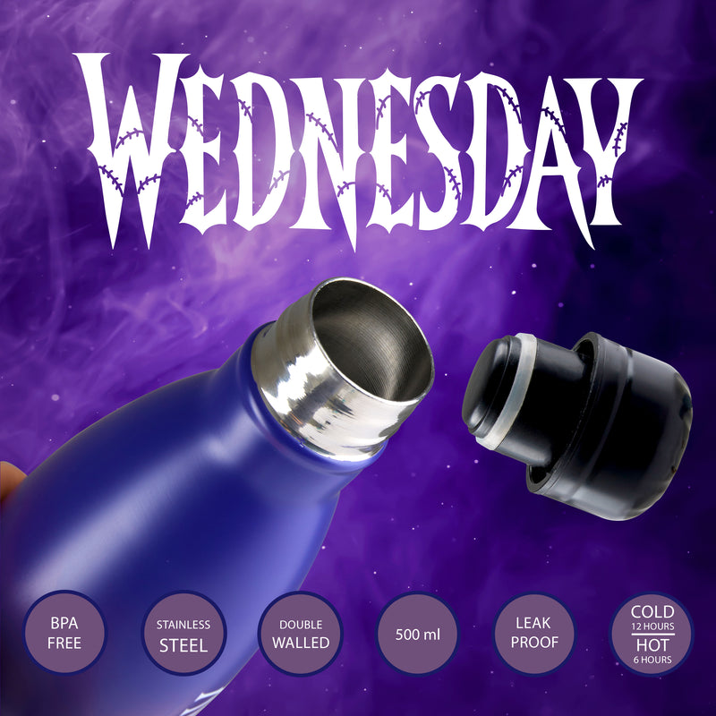 Wednesday Drink Flask Insulated Water Bottle - 500ml Capacity - Get Trend