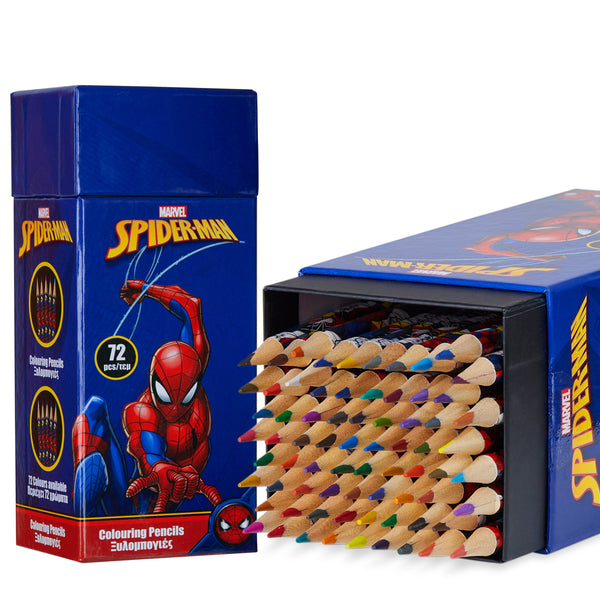 Marvel Colouring Pencils for Kids, 72 Pencils Colouring Box - Spiderman