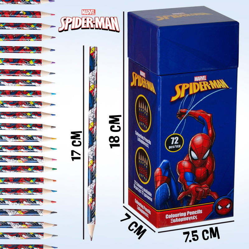 Marvel Colouring Pencils for Kids, 72 Pencils Colouring Box - Spiderman - Get Trend