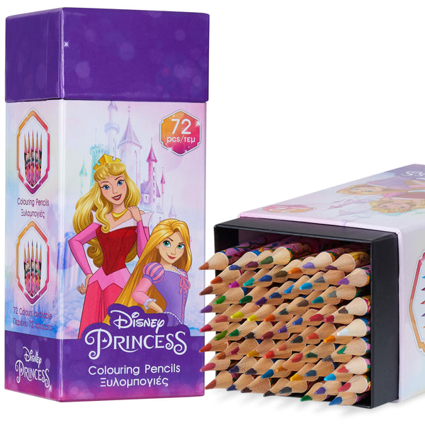 Disney Colouring Pencils for Kids, 72 Pencils Colouring Box - Princess