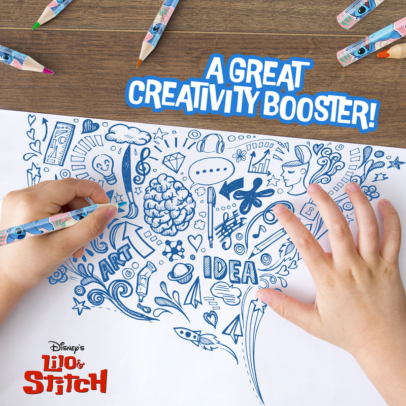 Disney Colouring Pencils for Kids, 72 Pencils Colouring Box - Stitch - Get Trend