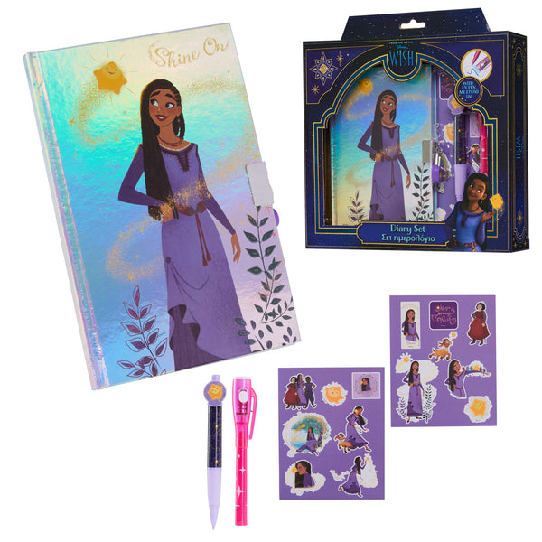 Disney Wish Diary for Girls -Girls Diary with Lock UV Invisible Ink Pen and Stickers Sheet