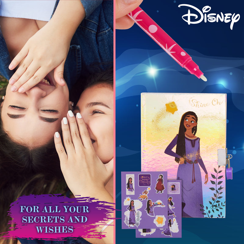Disney Wish Diary for Girls -Girls Diary with Lock UV Invisible Ink Pen and Stickers Sheet - Get Trend