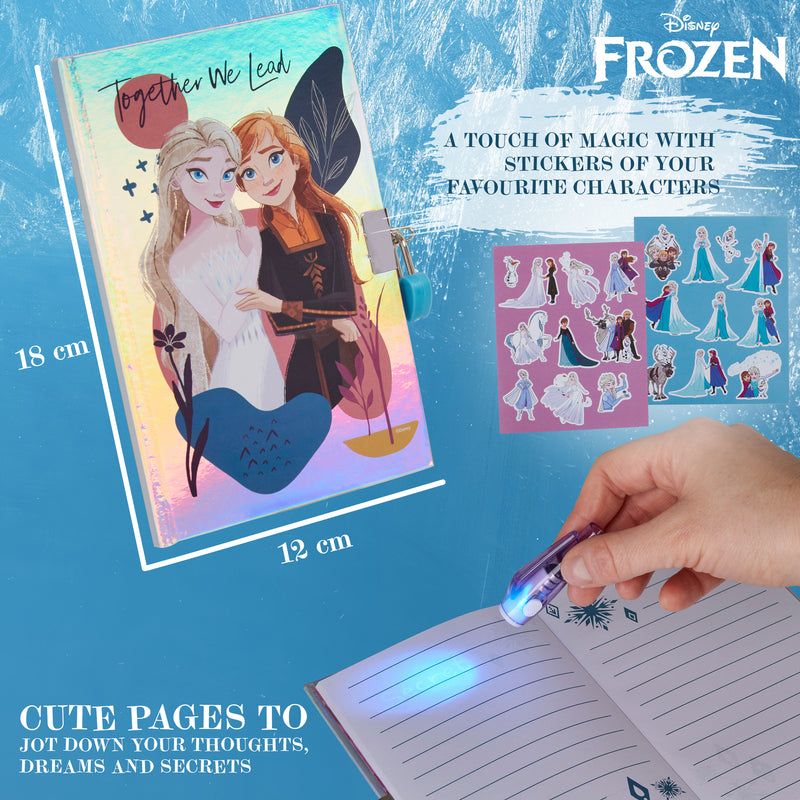 Disney Frozen Diary for Girls - Girls Diary with Lock, UV Invisible Ink Pen and Stickers Sheet - Get Trend