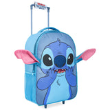 Disney Stitch Kids Suitcases on Wheels Foldable Trolley Bag Carry On Cabin Bag Hand Luggage Holiday Sleepover Trips Travel Essentials 43x30x14cm