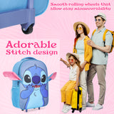 Disney Stitch Kids Suitcases on Wheels Foldable Trolley Bag Carry On Cabin Bag Hand Luggage Holiday Sleepover Trips Travel Essentials 43x30x14cm