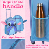 Disney Stitch Kids Suitcases on Wheels Foldable Trolley Bag Carry On Cabin Bag Hand Luggage Holiday Sleepover Trips Travel Essentials 43x30x14cm