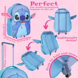 Disney Stitch Kids Suitcases on Wheels Foldable Trolley Bag Carry On Cabin Bag Hand Luggage Holiday Sleepover Trips Travel Essentials 43x30x14cm