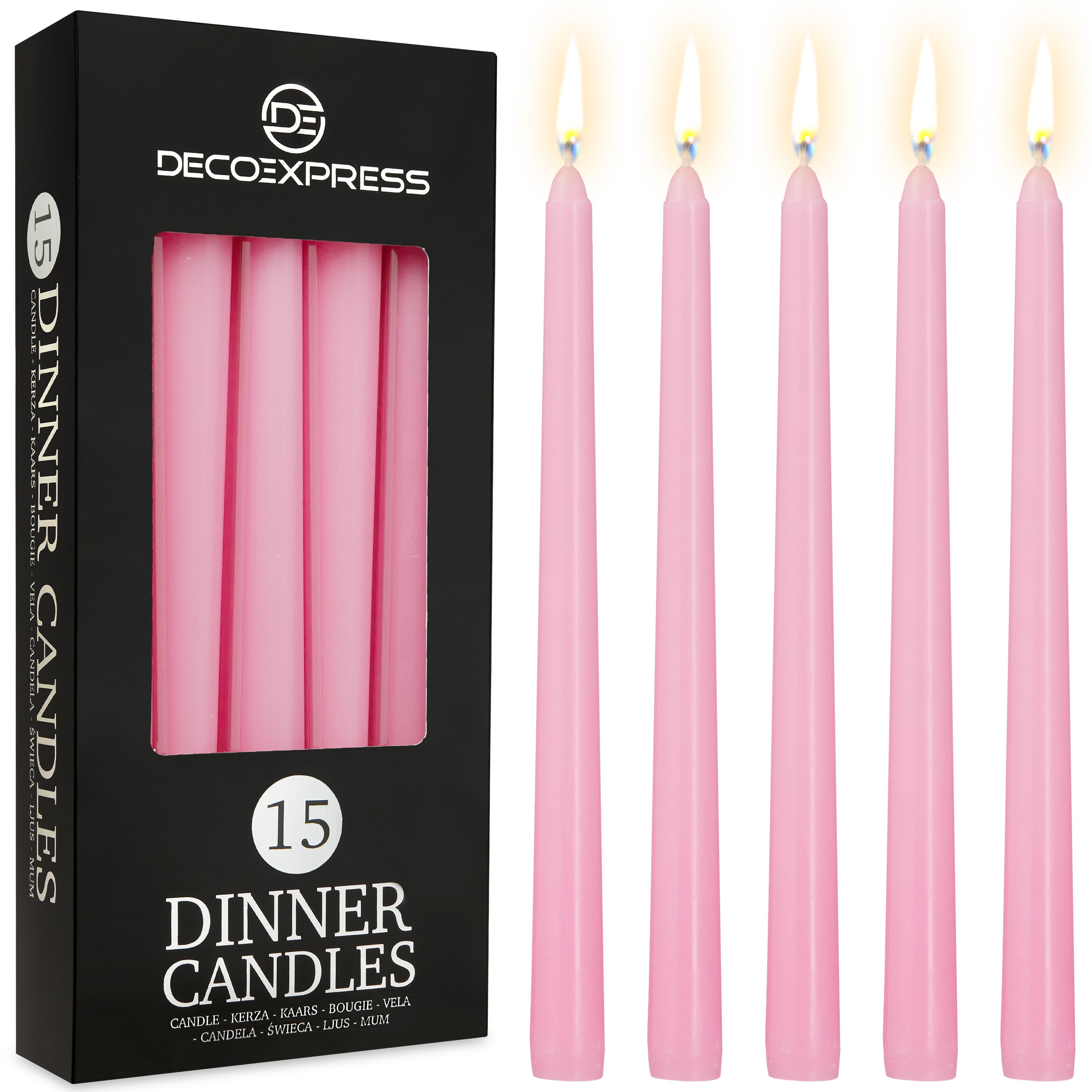 DECO EXPRESS Candles Set Classic Dripless Tapered Metallic Unscented 8H Burning Time, Decorative Dinner Candles for Restaurant Home Christmas