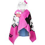 Hello Kitty Bath Towel with Hood for Kids Absorbent Kawaii Changing Robe Poncho Towel for Swimming Beach Towel Cinnamoroll Kuromi Holiday Essentials (Pink Towel Hello Kitty, 6-14 Years) - Get Trend
