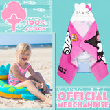 Hello Kitty Bath Towel with Hood for Kids Absorbent Kawaii Changing Robe Poncho Towel for Swimming Beach Towel Cinnamoroll Kuromi Holiday Essentials (Pink Towel Hello Kitty, 6-14 Years) - Get Trend