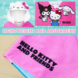Hello Kitty Bath Towel with Hood for Kids Absorbent Kawaii Changing Robe Poncho Towel for Swimming Beach Towel Cinnamoroll Kuromi Holiday Essentials (Pink Towel Hello Kitty, 6-14 Years) - Get Trend