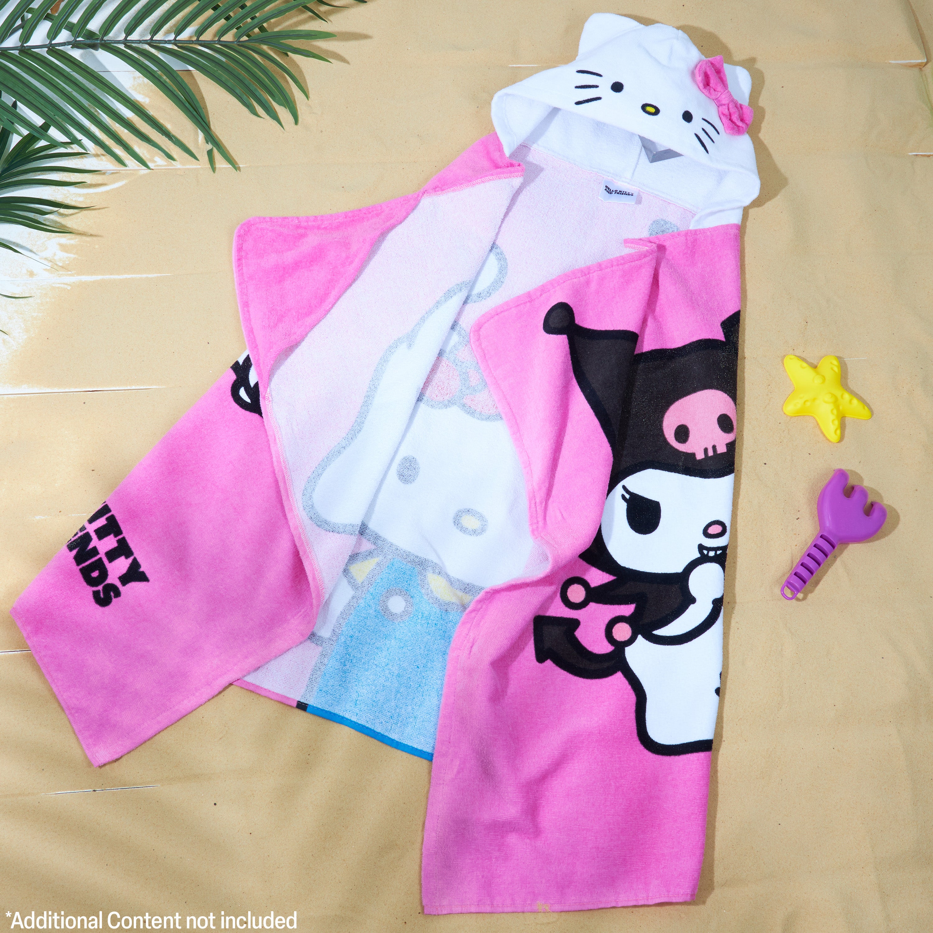Hello Kitty Bath Towel with Hood for Kids Absorbent Kawaii Changing Robe Poncho Towel for Swimming Beach Towel Cinnamoroll Kuromi Holiday Essentials (Pink Towel Hello Kitty, 6-14 Years) - Get Trend