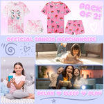 Get Trend PJs for Girls Teenagers 2 Pack of Short Pyjamas Lounge Set Soft Comfy Nightwear Sleepwear Lounge Wear Gifts for Girls - Get Trend