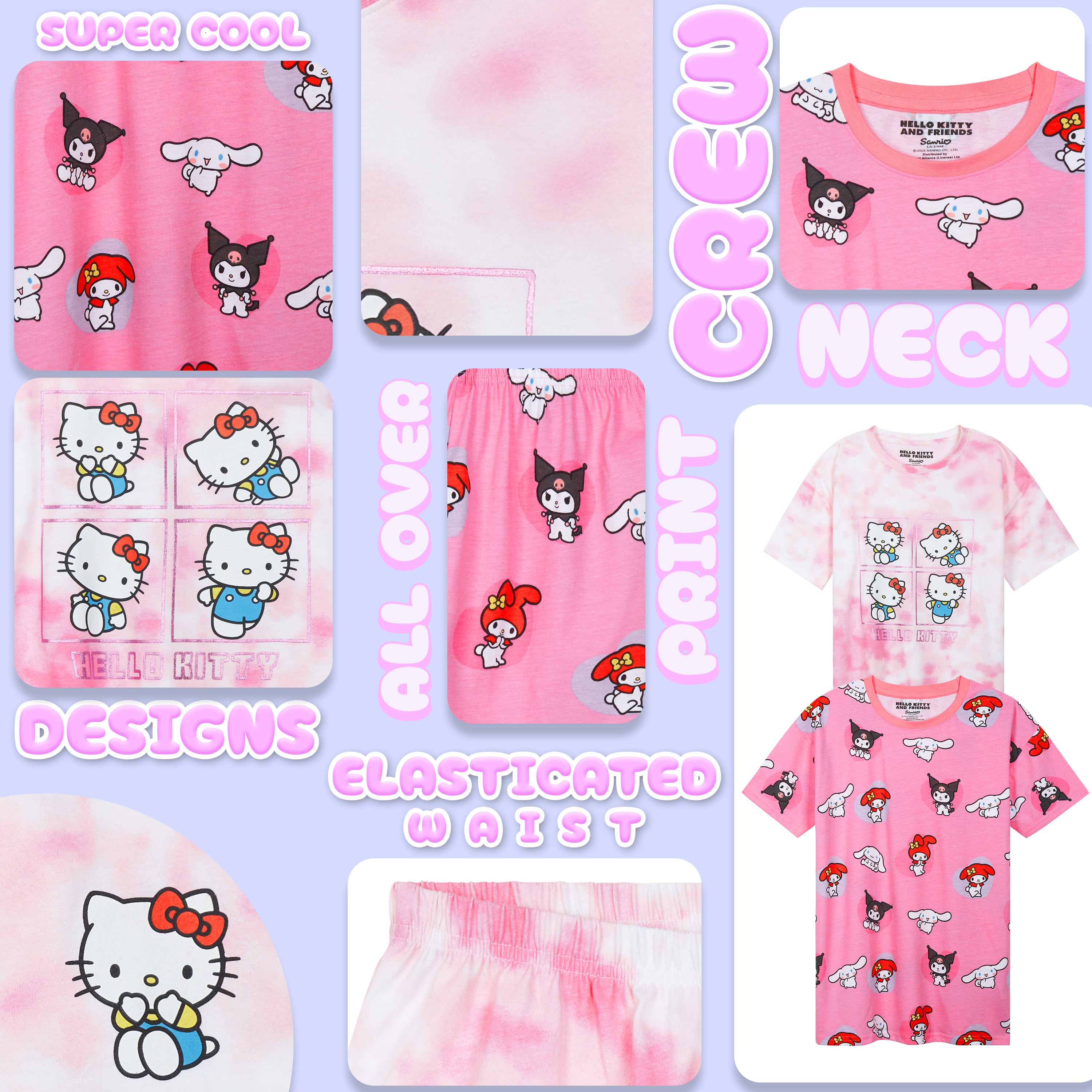 Get Trend PJs for Girls Teenagers 2 Pack of Short Pyjamas Lounge Set Soft Comfy Nightwear Sleepwear Lounge Wear Gifts for Girls - Get Trend