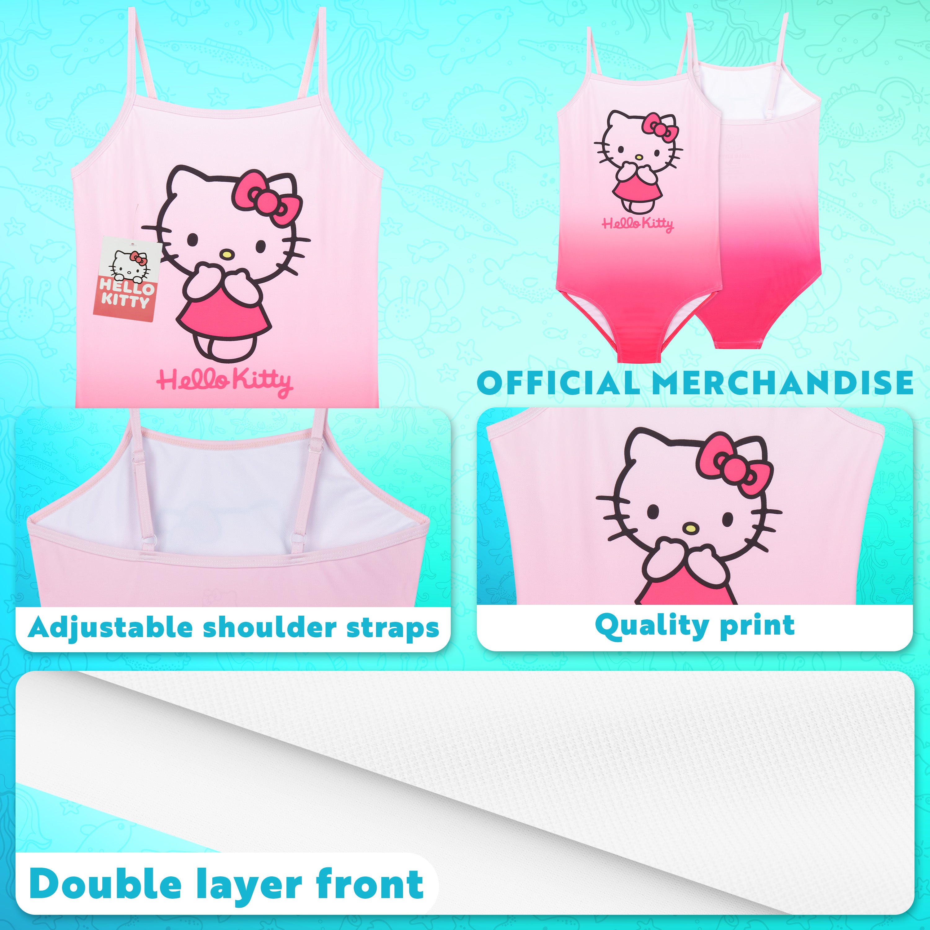 Hello Kitty Girls Swimming Costume One Piece Kawaii Swimsuit Kids Teens Comfortable Stretchy Swimwear for Beach Pool Holiday - Get Trend