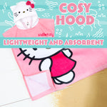 Hello Kitty Bath Towel with Hood for Kids Absorbent Kawaii Changing Robe Poncho Towel for Swimming Beach Towel Cinnamoroll Kuromi Holiday Essentials (Pink Poncho Hello Kitty, 4-14 Years) - Get Trend