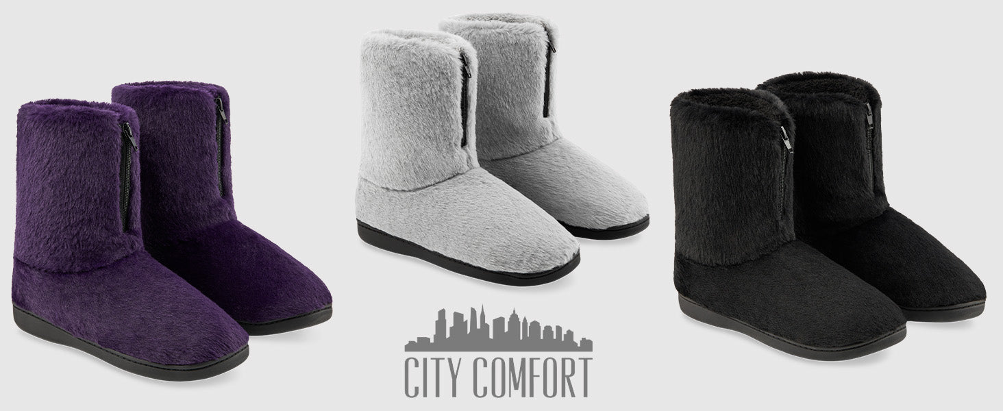 CityComfort Womens Slippers - Fluffy Boot Slippers - Get Trend