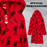 Liverpool F.C. Fleece Dressing Gown with Hood, Pockets, Tie Waist, Cosy Robe