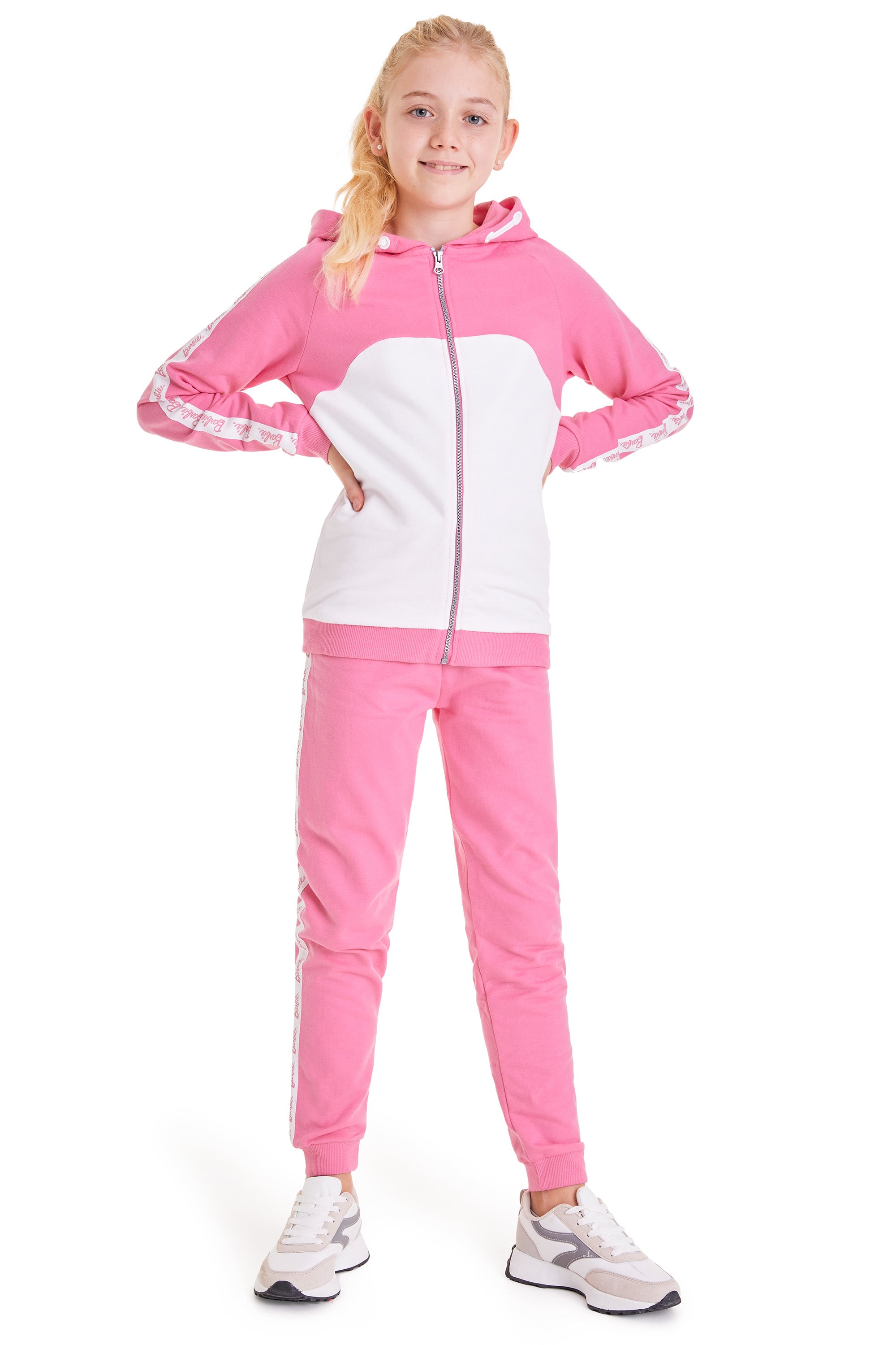 Barbie Girls Tracksuits - Zip Up Hoodie and Tracksuit Bottoms Set -LIGHT PINK - Get Trend