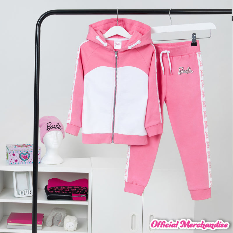 Barbie Girls Tracksuits - Zip Up Hoodie and Tracksuit Bottoms Set -LIGHT PINK