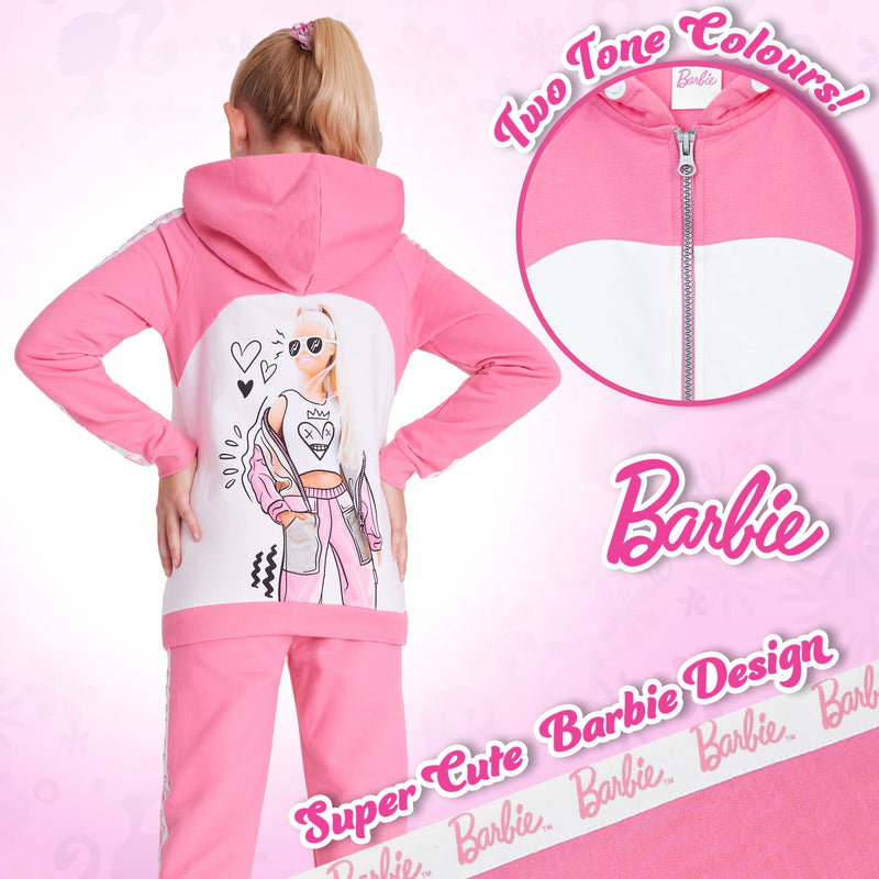 Barbie Girls Tracksuits - Zip Up Hoodie and Tracksuit Bottoms Set -LIGHT PINK