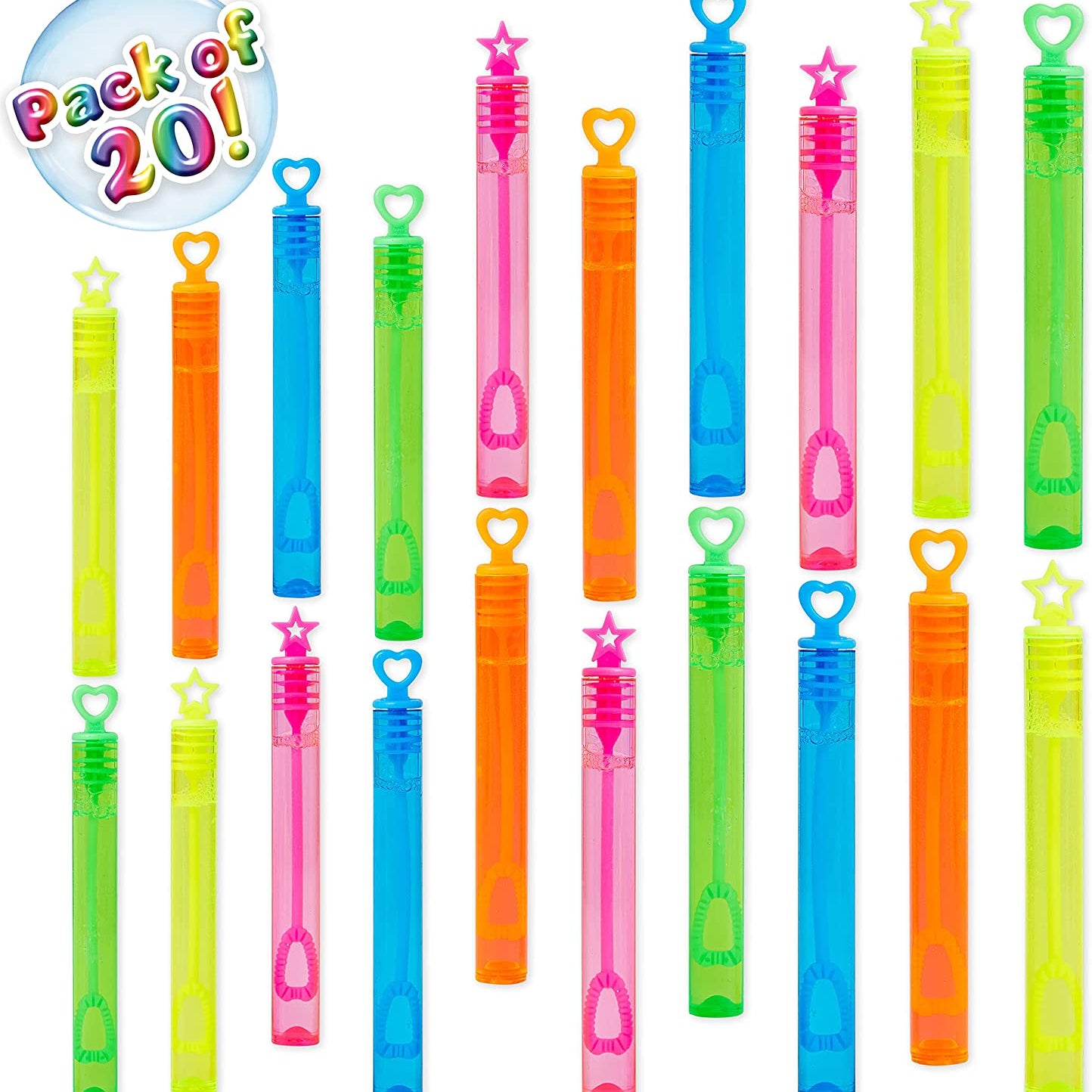 Multipack Bubble Wands for Kids with 5ml of Bubbles -20 Bubble Wands - Get Trend