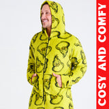 The Grinch Mens & Teenagers Fleece Onesie with Hood, Cosy Fleece Loungewear - Funny Gifts for Him