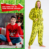 The Grinch Mens & Teenagers Fleece Onesie with Hood, Cosy Fleece Loungewear - Funny Gifts for Him