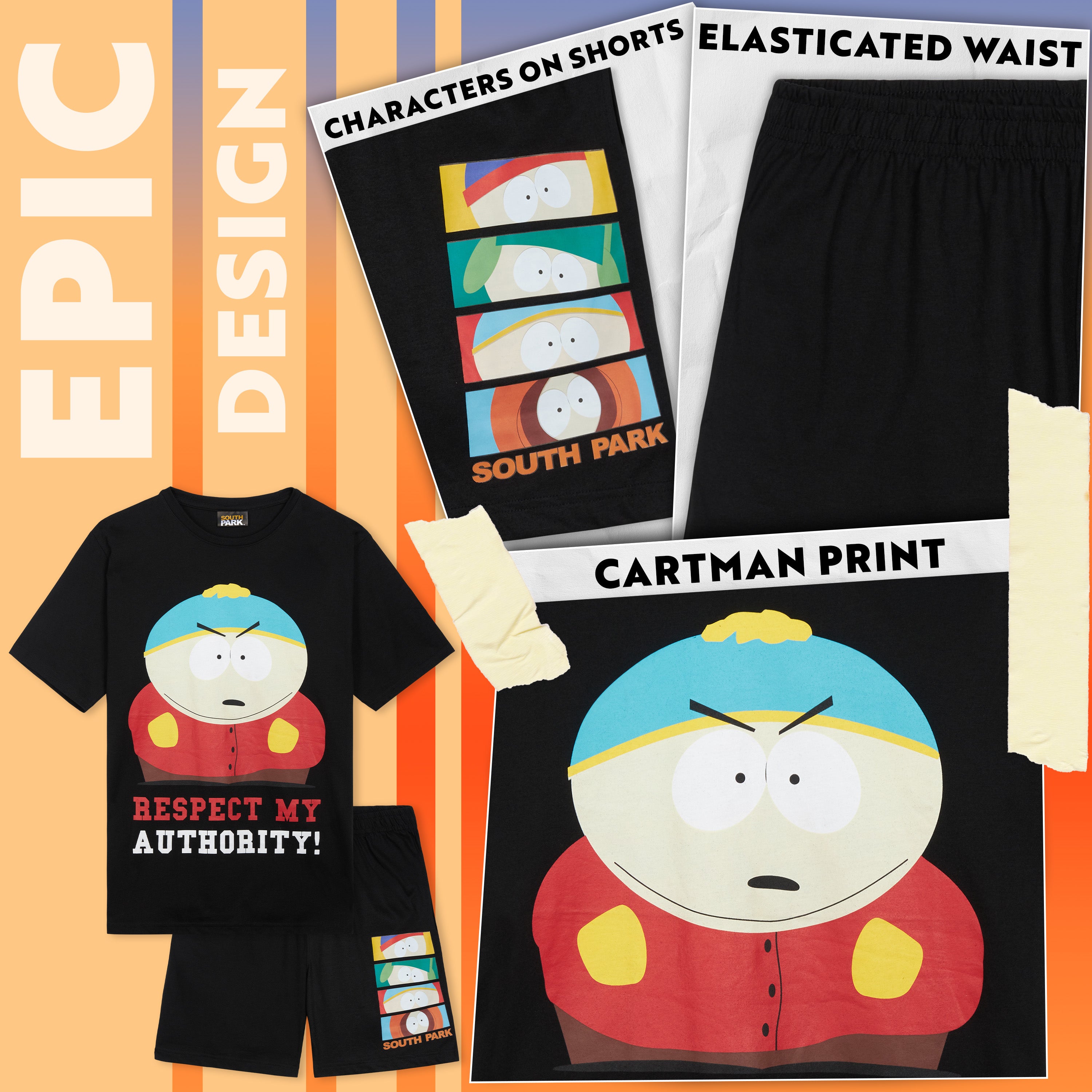 South Park Mens Pyjamas Set Short PJs Funny Nightwear Lounge Set Comfy Sleepwear - Get Trend