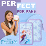 Disney Filled Pencil Case with Stationery for Kids, School Supplies Colouring Pencils, Markers - Gifts for Girls (Blue Frozen Double Zip) - Get Trend