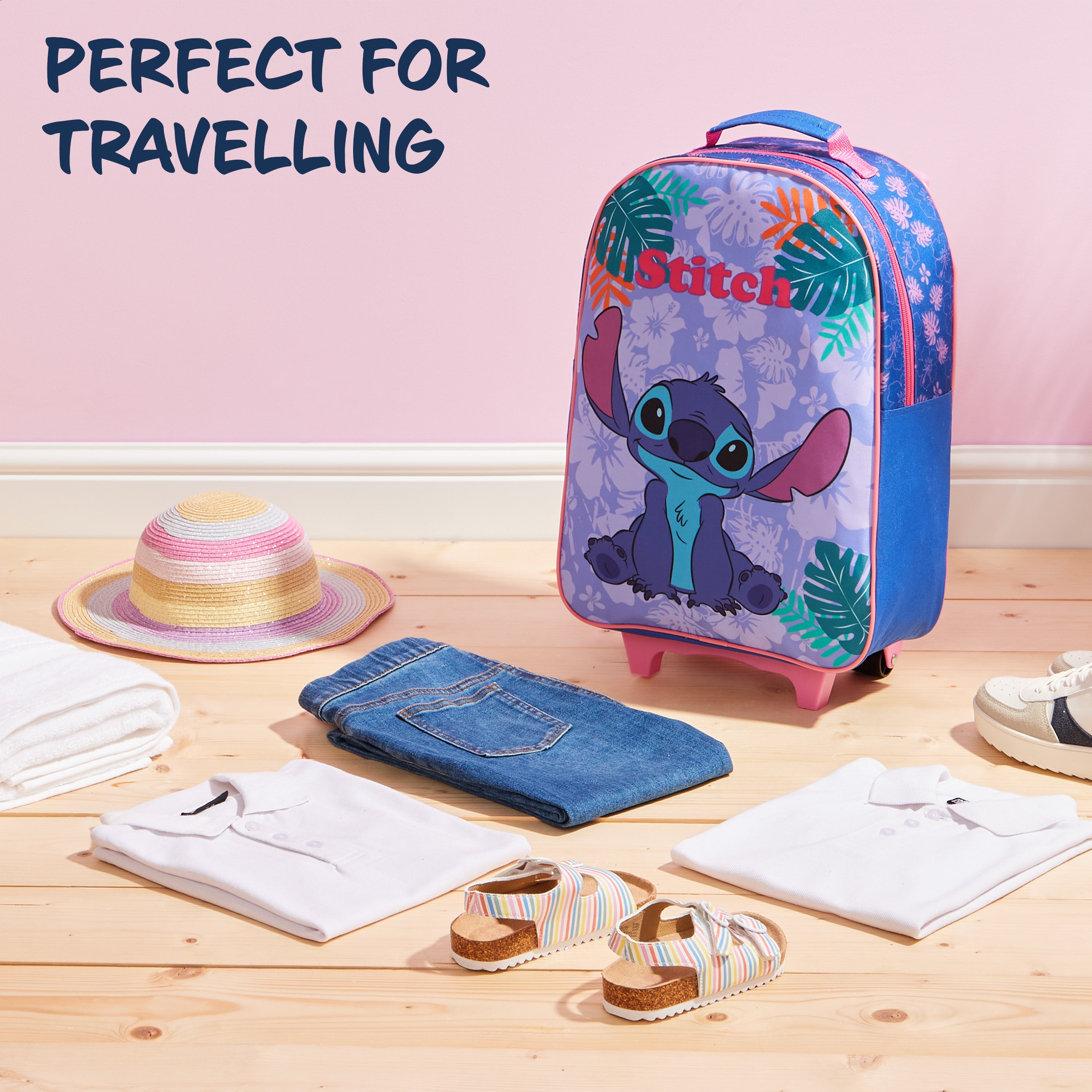Disney Kids Suitcase - Foldable Trolley Bag 47 x 30cm, 2 Wheels Extendable Handle - Get Trend