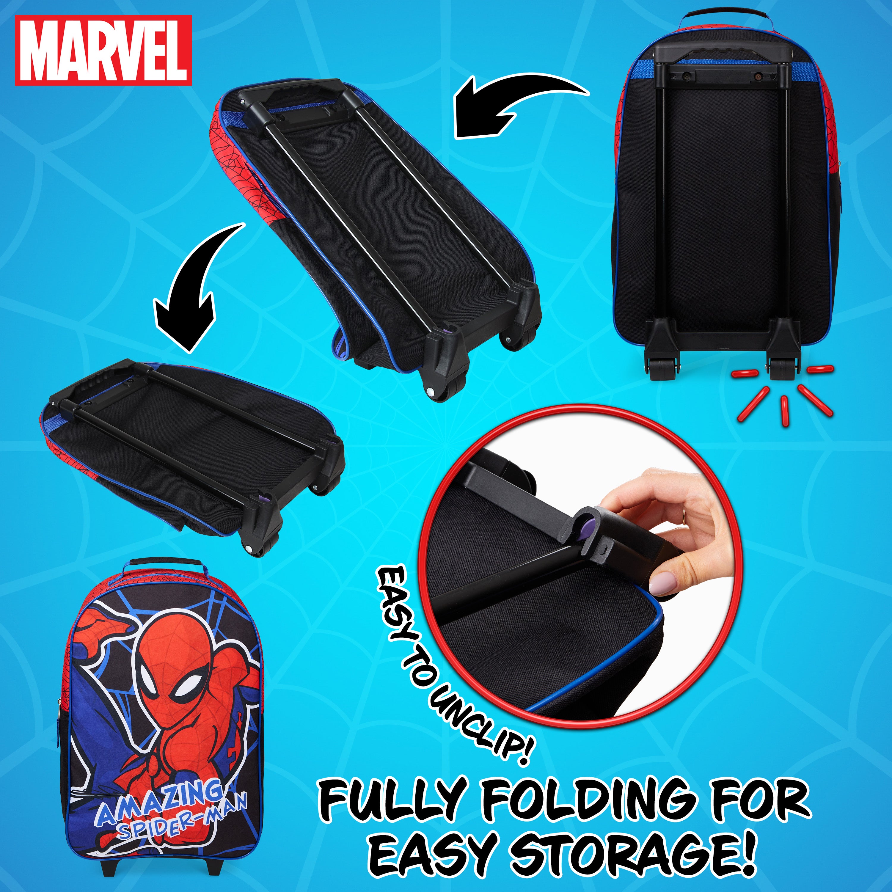 Marvel Suitcase for Boys Spiderman Carry On Avengers Travel Bag with Wheels - Get Trend