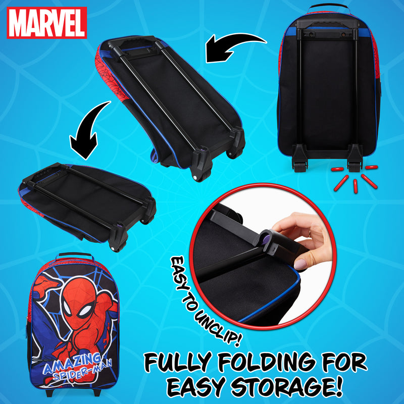 Marvel Kids Suitcase for Boys Foldable Trolley Hand Luggage Bag Carry On  Avengers Travel Bag with Wheels Cabin Bag Wheeled Bag with Handle Spiderman