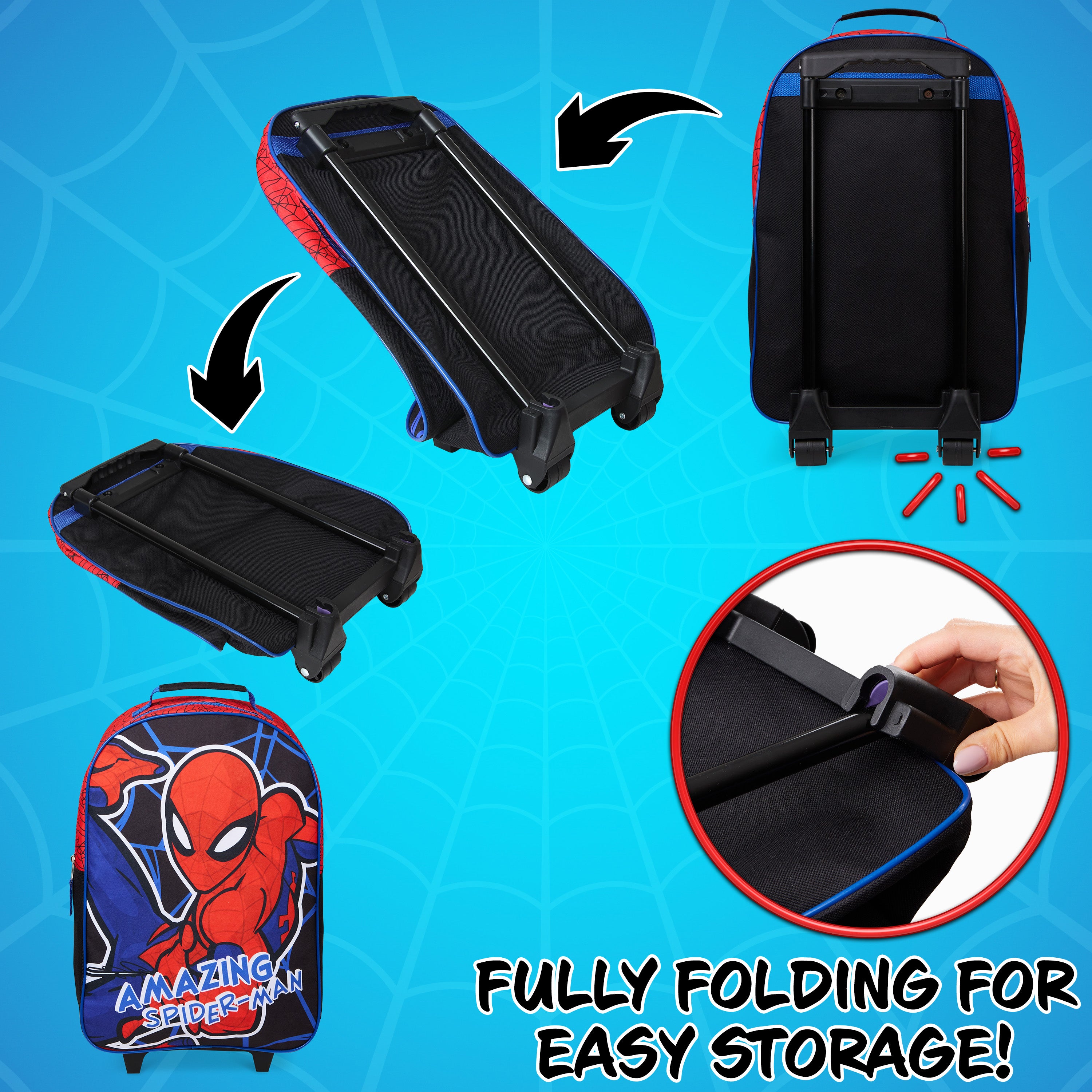 Marvel Kids Suitcase - Foldable Trolley Bag 47 x 30cm, 2 Wheels Extendable Handle - Get Trend