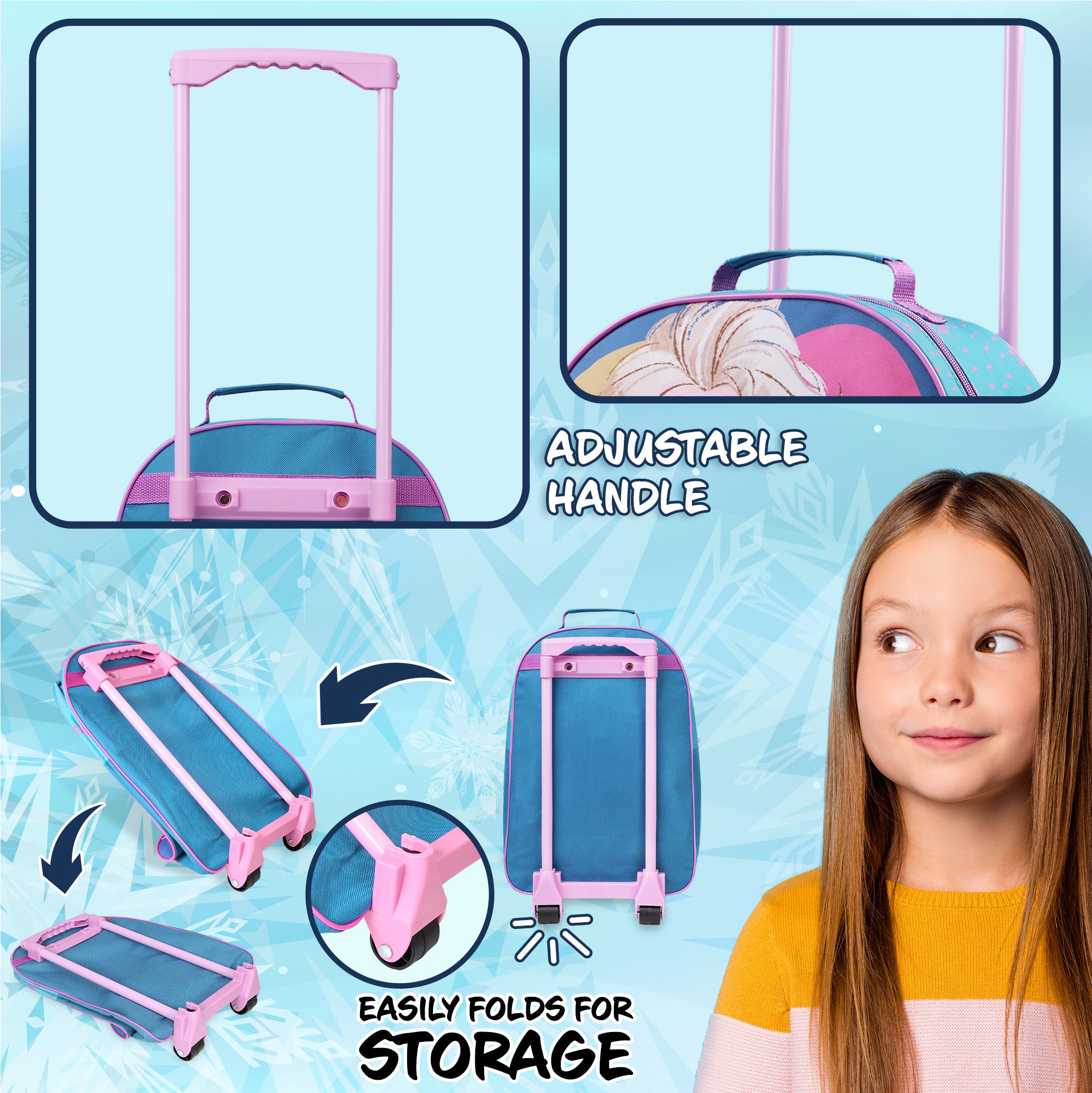 Disney Kids Suitcase - Foldable Trolley Bag 47 x 30cm, 2 Wheels Extendable Handle - Get Trend