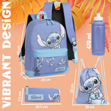 Disney Stitch School Bag Set, Backpack, Drawstring Bag, Pencil Case, Water Bottle ,Keyring