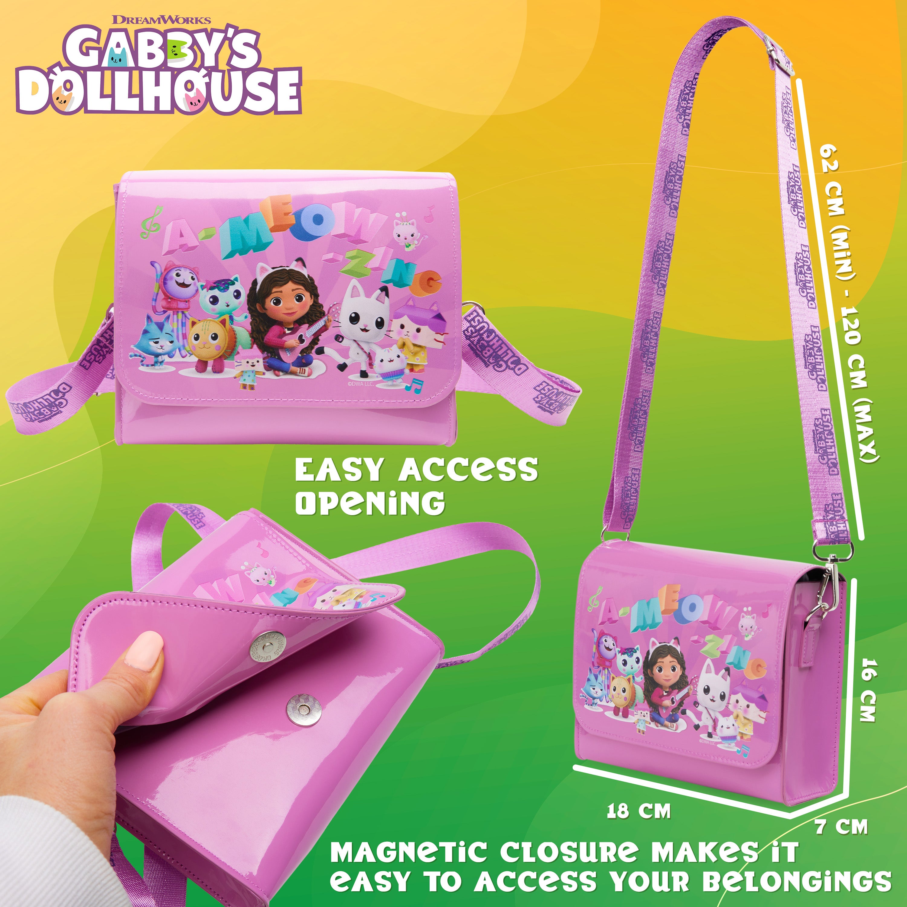 Gabby's Dollhouse Girls Handbag, Cute Shoulder Bag Adjustable Strap Girls Gifts - Get Trend