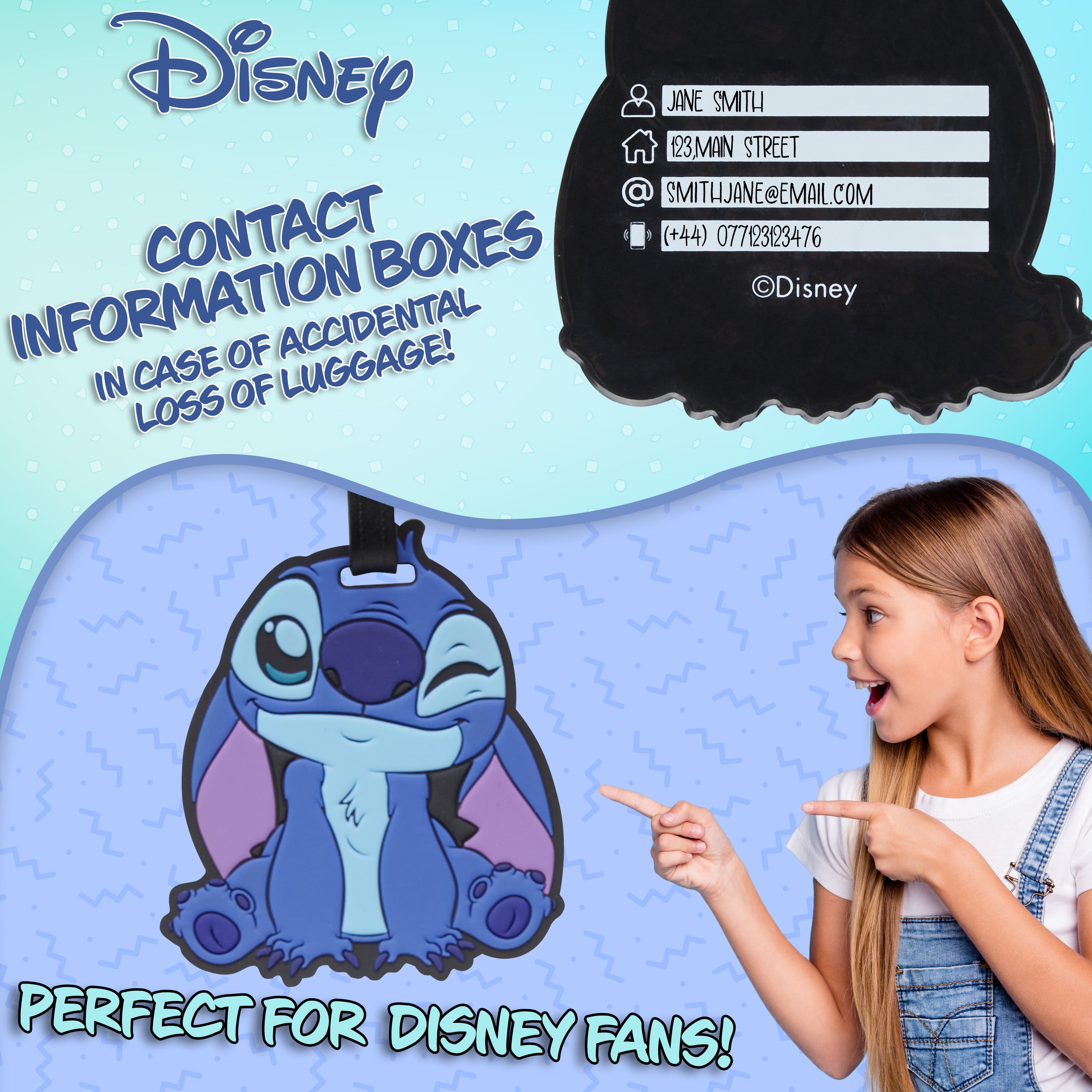 Disney Luggage Tags for Suitcase, Baggage Identification for Travel - STITCH - Get Trend