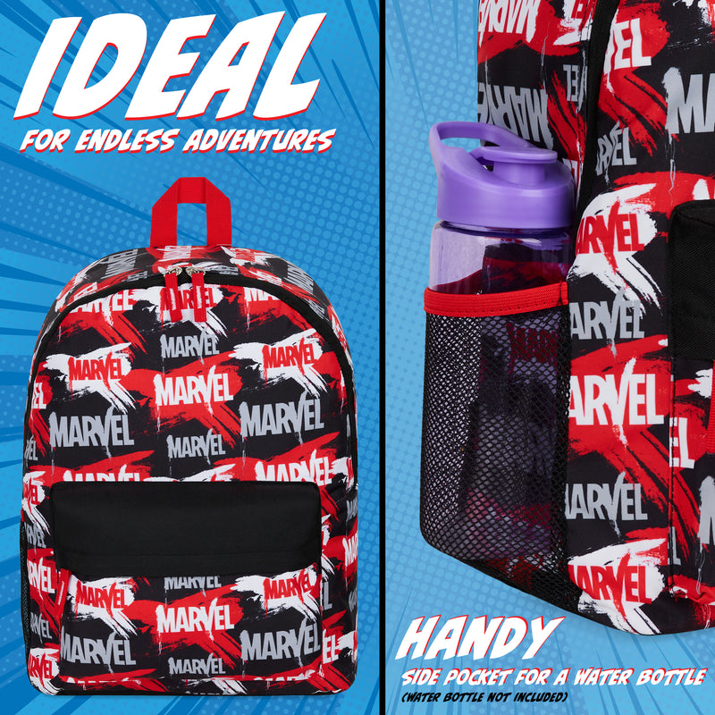 Marvel Kids Backpack, School Bag with Zipped Front Pocket - Red/Black - Get Trend