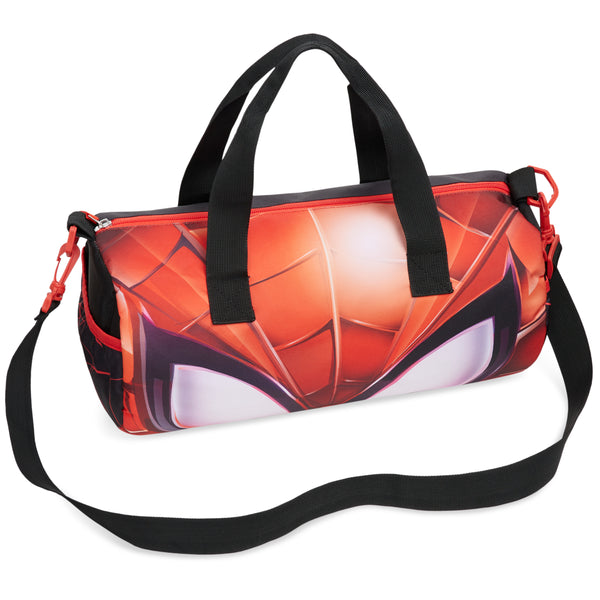 Disney Kids Sports Bag, 40 x 20 x 20cm 2 Pockets Adjustable Strap (Black/Red Spiderman)