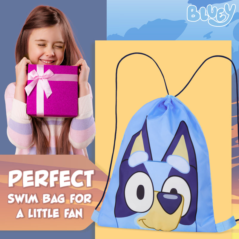 Bluey Kids Drawstring Bags, 29 x 38cm Swimming Bag with Airflow Vent - Get Trend